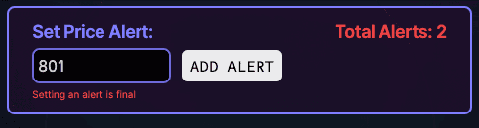 The alert box on Pricemates